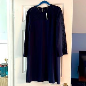 J. Crew Navy Laser-cut eyelet dress in 365 crepe